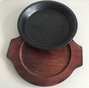 Factory Directly Sale Round Malaysian Cast Iron BBQ Teppanyaki Steak Sizzling Plate Platter Meat BBQ <strong>Grill</strong> Serving <strong>Pan</strong> - Product Image 4
