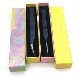 Professionnel nouveau Pro droite minuit poudre revêtement acier inoxydable Extension de cils pince à épiler pointe arrondie Instruments de beauté - Product Image 1