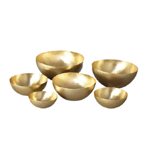 Ensemble de 6 bols à fruits secs en laiton couleur or, de qualité supérieure, forme ronde, pour servir des fruits et des en-cas, pour usage domestique - Product Image 1
