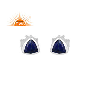 Pendientes de plata de ley 925 con diseño triangular de lapislázuli Natural, joyería para mujeres - Product Image 1