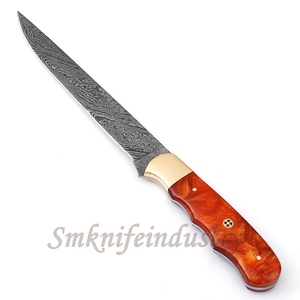 13 Inches New Style Custom Hand Forged Damascus Fillet Chef knife With leather Sheath cover (smk1640) - Product Image 4
