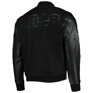 Veste d'université de Baseball avec manches en cuir et lettres brodées Chenille pour hommes - Product Image 4