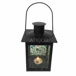 Lanterne carrée en fer noir Atiqco avec motif grue violette, style shabby chic européen, faite à la main, durable, éclairage extérieur pour cour - Product Image 5
