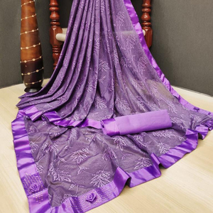 Sarees Silk Party Wear Indien Dernier Designer Femmes Porter Sari avec Blouse Japon Satin Crape Soie Tissus Doux Impression Numérique Sari Vêtement - Product Image 1