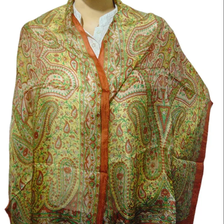 Tissu de soie indienne 100% léger, attaches pour la chaleur, avec motifs imprimé Paisley, nouvelle collection