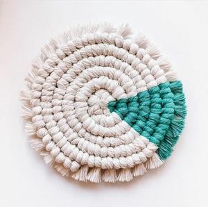 Custom Handwovenผ้าฝ้ายเชือกMacrame Coasterตารางตกแต่งกาแฟCoaster Mats - Product Image 1
