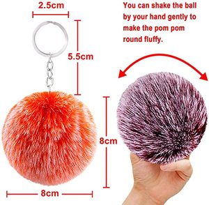 2025 신상품 도매 멀티컬러 퍼리 플러피 퍼프볼 8cm 인조 토끼털 폼폼 키체인 - Product Image 3