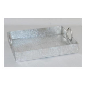 Aluminum Hammered Nickel Plated Gold Plated Shining Polish Modern Luxury Exclusive Fancy Food Safe Server Round Platter Server - Product Image 3