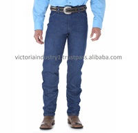 Dernier Style Jean en Denim Formel Personnalisé pour Homme Coupe Cowboy Respirant Uni Foncé 100% Coton Broderie Cristal