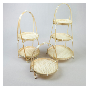Non-toxic Natural Vietnamese 3 Floor Bamboo Food Basket With Handles Best Quality Bamboo Woven coaster Teacup Mat Coffee Storage - Product Image 6