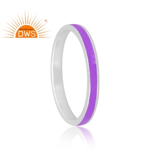925 Sterling <b>silver</b> Purple Enamel Design Band <b>Ring</b> For Women <b>Silver</b> Jewelry Manufacturer Dainty Collection - Product Image 3