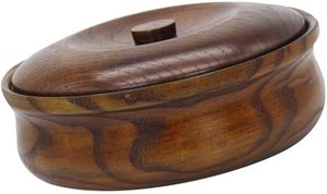 Bol à fruits en bois poli fait à la main avec décoration de table Bol à collations décoratif en bois avec couvercle pour servir des aliments à la maison - Product Image 3