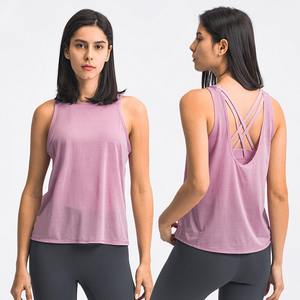 Blusa de algodón sin mangas con volantes para verano, camisa de yoga para mujer, tanktop para gimnasio - Product Image 1
