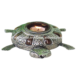 Metal & <b>Glass</b> Turtle Tealight Candle <b>Holder</b> - Product Image 3