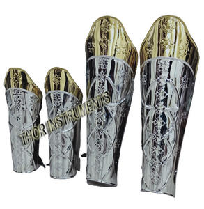 สนับศอกพร้อมเกราะป้องกันแขน,ชุดฮาโลวีนเกราะป้องกันขาสไตล์ยุคกลางทำจากสเตนเลสสตีลสีเงิน - Product Image 1