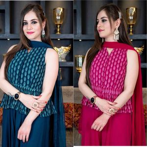 Ensemble haut luxueux, style fantaisiste avec sharara combo, combinaison, exportation par royaux - Product Image 2