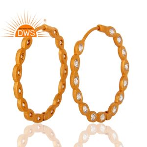 ต่างหูห่วงทองเหลืองแฟชั่นพร้อมต่างหูแฟชั่น CZ คอลเลกชันเครื่องประดับสำหรับผู้หญิง - Product Image 3