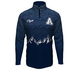 Vente en gros de sweatshirts à fermeture éclair et quart de polyester/coton molletonnés pour hommes avec logo personnalisé lettre imprimée du club de l'équipe - Product Image 1