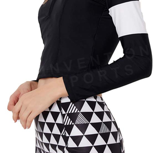 Top Selling <b>Women's</b> Thick Striped Crop Rash Guard Long Sleeve <b>Swim</b> Top Quick-Dry Stretchy Fitness Wear Crop Rash Guards on Sale - Product Image 3