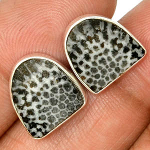 Pendientes de gota de Plata de Ley 925 de estilo bohemio hechos a mano, pendientes de tuerca de piedras preciosas de Coral negro, regalo perfecto, mamá, esposa, ella - Product Image 1
