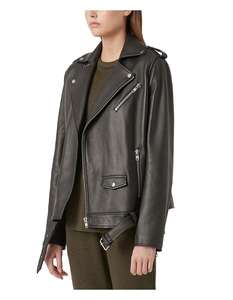 Veste en cuir grande taille pour femmes Blouson bombardier en similicuir et cuir véritable coupe ajustée vêtements d'extérieur à la mode finis à rayures - Product Image 5