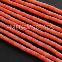 Cuentas de Tubo Cilíndricas de Piedra Coral Rosa Sueltas, Certificadas por Terceros, para Fabricación de Joyería PMEGEMSBEADS, 10 Hilos de 16 Pulgadas, 4x2MM, Orificio de 0.35MM