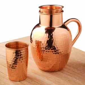 Antique Pure Copper <b>Jug</b> With <b>Glass</b> Set of 2 Piece Luxurious Design Table Decorative Copper Pitcher for Sale - Product Image 3