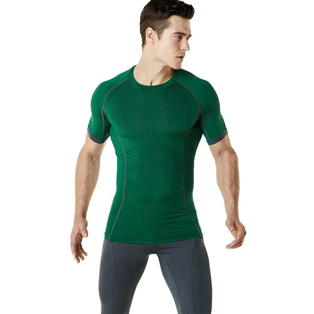 2024 압축 셔츠 남자의 티셔츠 짧은 소매 블랙 탑 피트니스 피부 빠른 건조 통기성 캐주얼 긴 티셔츠