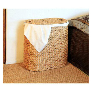 Paniers à linge de stockage de jacinthe d'eau tissée naturelle de haute qualité ensemble de conception ovale Offre Spéciale pour la plantation de jardin à la maison fabriqué au Vietnam - Product Image 3