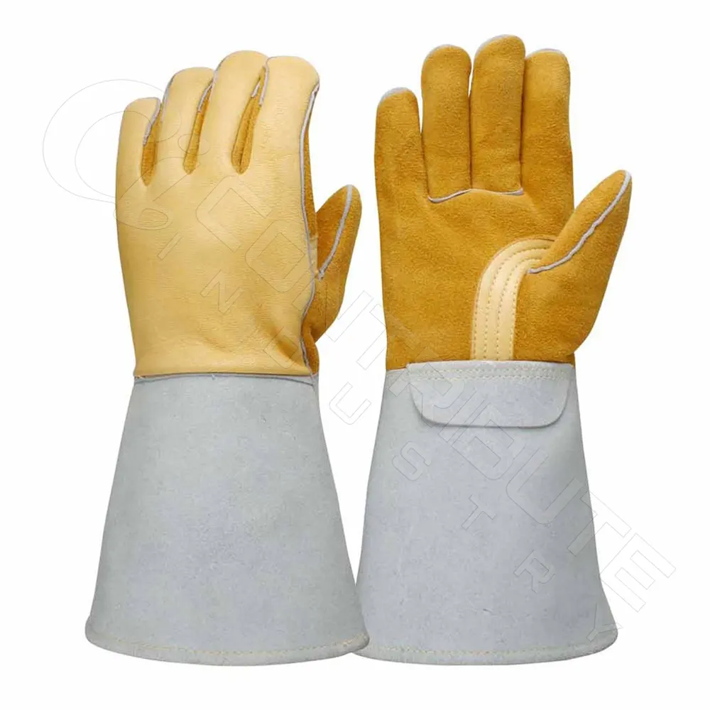 cow split leather Full fingers Heat Resistant Tig Welding glove