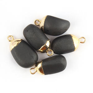 จี้เงินจี้เดี่ยว12-10มม. เคลือบทองเหลืองชุบทองอัญมณีสีดำธรรมชาติชุบทองเหลือง - Product Image 3