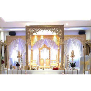 Exclusiva boda aspecto de madera FRP Mandap tradicional hindú boda fibra Mandap Fiji boda real cuadrado fibra Mandap conjunto EE. UU. - Product Image 1