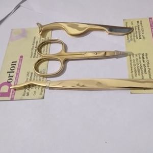 Herramientas de Belleza para Pestañas Postizas Doradas, Pinzas Aplicadoras de Pestañas de Acero Inoxidable y Tijeras de Belleza, Herramienta para Pestañas de Marca Privada - Product Image 1