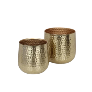 Macetas martilladas de aluminio con soporte de hierro Juego de diferentes tamaños de dos macetas para decoración de hotel y restaurante - Product Image 5