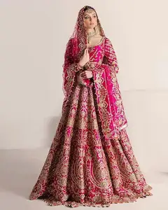 排他的なボリウッドブライダルレッドガウンインドアナルカリラチャドレスパキスタニSalwar Kameez価格インド2022