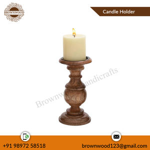 Juego de portavelas de madera tallada a mano, Set de 3 piezas de Mango tallado a mano de fabricante indio y exportación a precio asequible - Product Image 4