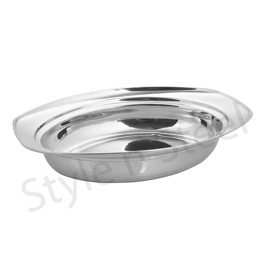 Peça central Decorativa Oval Curry Prato Aço Inoxidável Louça Placas Pratos Jantar Metal Food Servindo Placas Mesa De Jantar