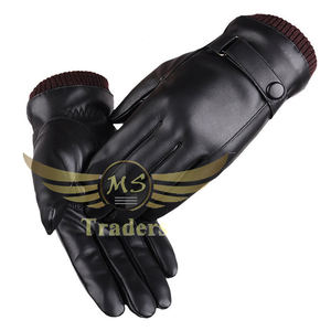 Hiver hommes peau de cerf cuir homme chaud doux couture conception hommes mitaines gants intérieur laine doublure logo personnalisé de haute qualité - Product Image 3