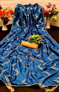 Festival indien porter saree en soie de coton de travail imprimé numérique avec chemisier non cousu couleur noire les femmes portent le meilleur vêtement de prix - Product Image 3