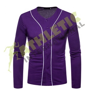 Jersey manga larga 100% poliéster MATERIAL PERSONALIZADO alta calidad bordado impreso ropa deportiva unisex béisbol Jersey camisas - Product Image 1