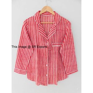 Pyjama 100% coton pour femme, ensemble de vêtements de maison, doux, PJ, tenue de nuit, longue, en coton, lot de 2 pièces - Product Image 4