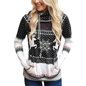 Sudadera Navideña con Capucha Doble y Estampado de Reno para Mujer, Estilo Casual - Product Image 2