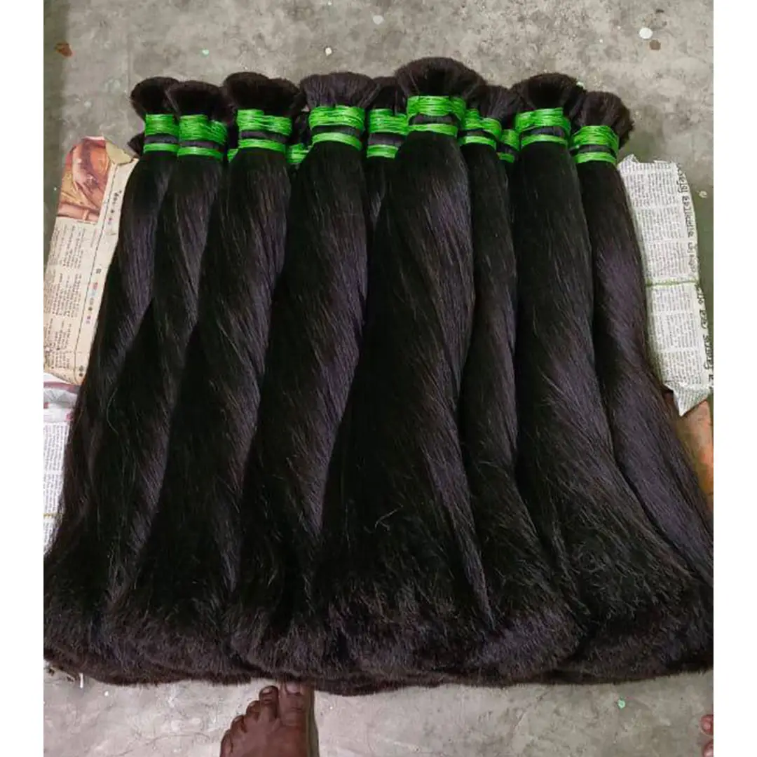 DOUBLE DRAWN INDIAN UNPROCESSED TEMPLE HAIR 100% REAL HUMAN HAIR EXTENSIONS WITH ALIGNED CUTICLES