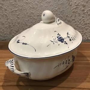 Exquis 2L Grand Blanc En Céramique Florale Soupière Soupe Bol - Product Image 2