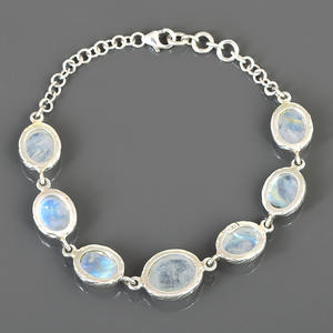 Bracelet à breloques en pierre de lune arc-en-ciel, couleur naturelle du feu, en argent Sterling 925, nouveau design, bijoux de bonne qualité, meilleures ventes - Product Image 4