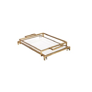 ถาดตกแต่งดีไซน์คู่คุณภาพสูงพร้อมขอบทองสําหรับบนโต๊ะอาหาร - Product Image 1