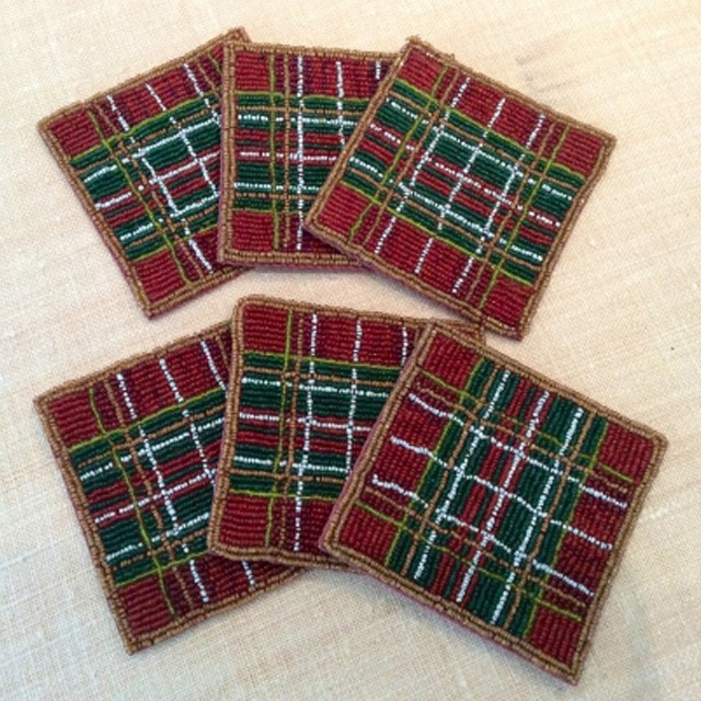 Glass Box Set of 6 Beaded Weighted Coasters- Made in India Indian Handmade Beaded Glass Coasters for Weddings & Parties main image 3