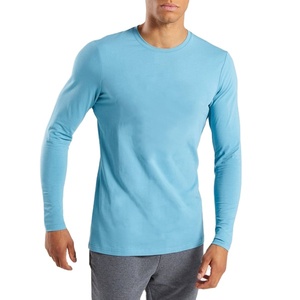 Camiseta de manga larga con estampado Digital para hombre, camiseta 95% de bambú 5% de algodón para entrenamiento en gimnasio y correr, venta al por mayor - Product Image 1