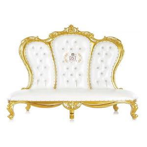 Sofá pulido blanco y dorado de nuevo diseñador para novia y novio, decoración de Loveseat de boda india - Product Image 1