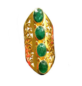 เงินสเตอร์ลิง925ชุบทองปรับผู้ค้าส่งโกเมนเทอร์ควอยซ์อัญมณีค็อกเทลปรับแต่งแหวนดีงาม - Product Image 1